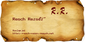 Resch Rezső névjegykártya